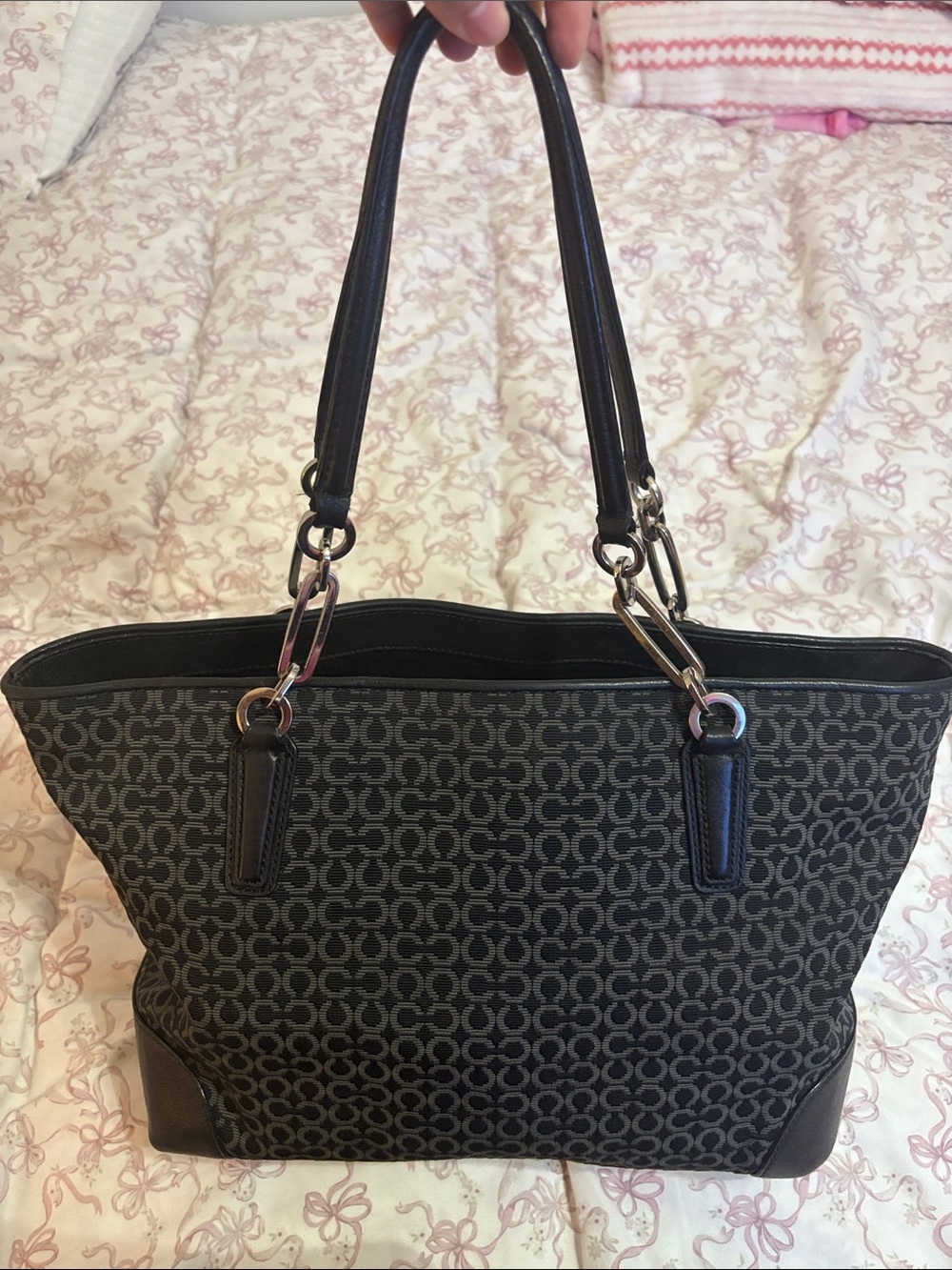 Coach Black Patterned Tote Bag